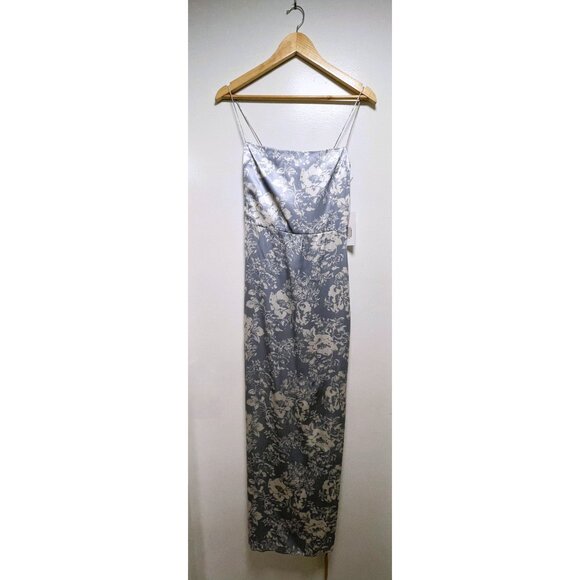 Reformation Frankie Silk Dress Porcelain Blue Floral Square Neck Maxi US 0 - Picture 11 of 17